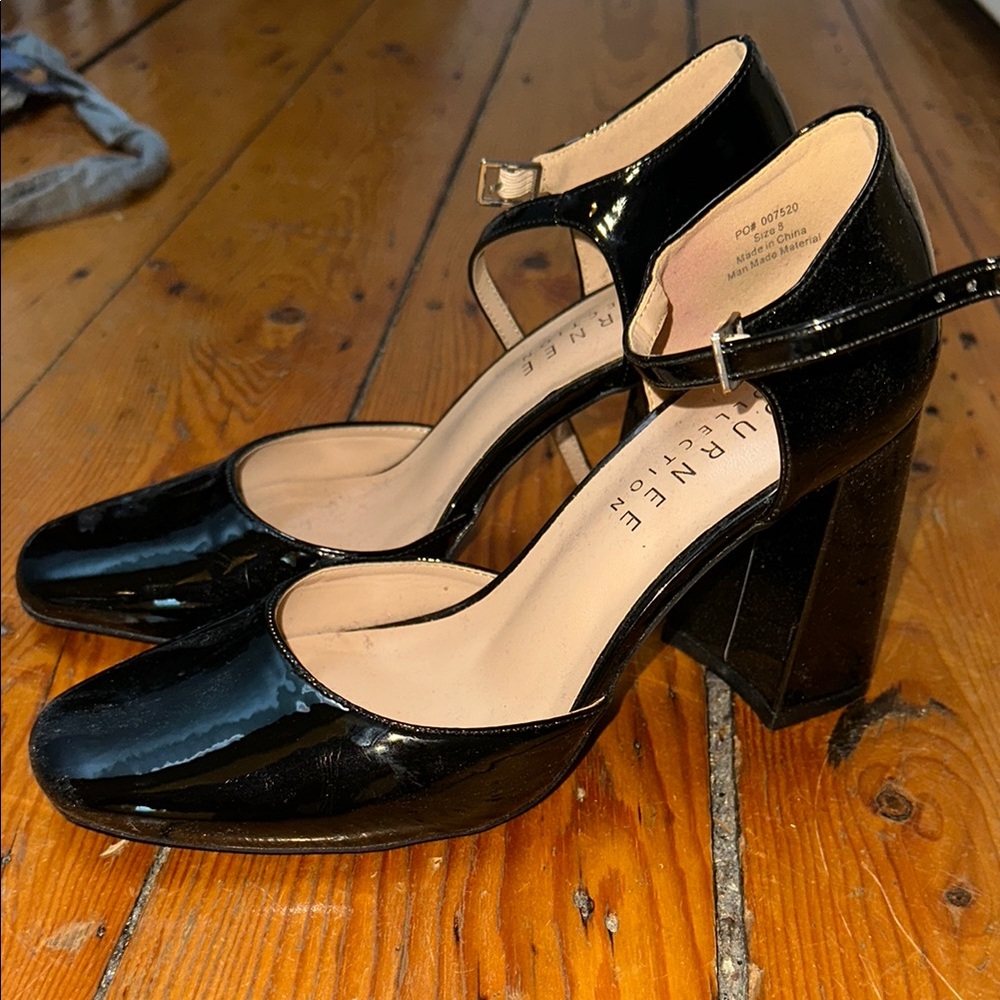 Journee Collection Black Block Heel Mary Janes